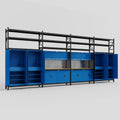 M2222 Modular Work Bench with Shelves - H3100mm x W7500mm | MDF WBT | Blue