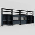 M2222 Modular Work Bench with Shelves - H3100mm x W7500mm | MDF WBT | Dark Grey