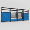 M2222 Modular Work Bench with Shelves - H3100mm x W7500mm | MDF WBT | Blue