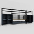 M2222 Modular Work Bench with Shelves - H3100mm x W7500mm | MDF WBT | Dark Grey