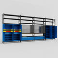 M2222 Modular Work Bench with Shelves - H3100mm x W7500mm | MDF WBT | Blue