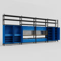 M2222 Modular Work Bench with Shelves - H3100mm x W7500mm | MDF WBT | Blue