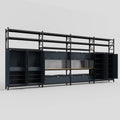 M2222 Modular Work Bench with Shelves - H3100mm x W7500mm | MDF WBT | Dark Grey