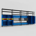 M2222 Modular Work Bench with Shelves - H3100mm x W7500mm | MDF WBT | Blue