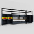 M2222 Modular Work Bench with Shelves - H3100mm x W7500mm | MDF WBT | Dark Grey