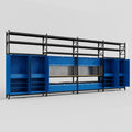 M2222 Modular Work Bench with Shelves - H3100mm x W7500mm | MDF WBT | Blue