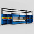M2222 Modular Work Bench with Shelves - H3100mm x W7500mm | MDF WBT | Blue
