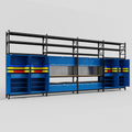 M2222 Modular Work Bench with Shelves - H3100mm x W7500mm | MDF WBT | Blue