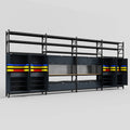 M2222 Modular Work Bench with Shelves - H3100mm x W7500mm | MDF WBT | Dark Grey
