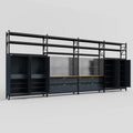M2222 Modular Work Bench with Shelves - H3100mm x W7500mm | MDF WBT | Dark Grey