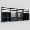 M2222 Modular Work Bench with Shelves - H3100mm x W7500mm | MDF WBT | Dark Grey