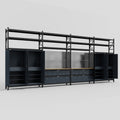 M2222 Modular Work Bench with Shelves - H3100mm x W7500mm | MDF WBT | Dark Grey