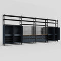 M2222 Modular Work Bench with Shelves - H3100mm x W7500mm | MDF WBT | Dark Grey