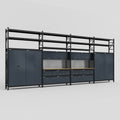 M2222 Modular Work Bench with Shelves - H3100mm x W7500mm | MDF WBT | Dark Grey