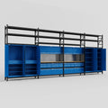 M2222 Modular Work Bench with Shelves - H3100mm x W7500mm | MDF WBT | Blue