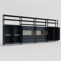 M2222 Modular Work Bench with Shelves - H3100mm x W7500mm | MDF WBT | Dark Grey