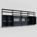 M2222 Modular Work Bench with Shelves - H3100mm x W7500mm | MDF WBT | Dark Grey