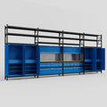M2222 Modular Work Bench with Shelves - H3100mm x W7500mm | MDF WBT | Blue