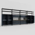 M2222 Modular Work Bench with Shelves - H3100mm x W7500mm | MDF WBT | Dark Grey