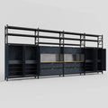 M2222 Modular Work Bench with Shelves - H3100mm x W7500mm | MDF WBT | Dark Grey