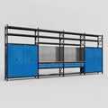 M2222 Modular Work Bench with Shelves - H3100mm x W7500mm | MDF WBT | Blue