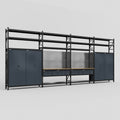 M2222 Modular Work Bench with Shelves - H3100mm x W7500mm | MDF WBT | Dark Grey