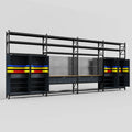 M2222 Modular Work Bench with Shelves - H3100mm x W7500mm | MDF WBT | Dark Grey