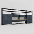 M2222 Modular Work Bench with Shelves - H3100mm x W7500mm | MDF WBT | Dark Grey