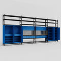 M2222 Modular Work Bench with Shelves - H3100mm x W7500mm | MDF WBT | Blue