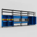 M2222 Modular Work Bench with Shelves - H3100mm x W7500mm | MDF WBT | Blue