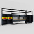 M2222 Modular Work Bench with Shelves - H3100mm x W7500mm | MDF WBT | Dark Grey
