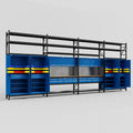 M2222 Modular Work Bench with Shelves - H3100mm x W7500mm | MDF WBT | Blue