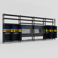M2222 Modular Work Bench with Shelves - H3100mm x W7500mm | MDF WBT | Dark Grey