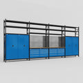M2222 Modular Work Bench with Shelves - H3100mm x W7500mm | MDF WBT | Blue