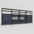 M2222 Modular Work Bench with Shelves - H3100mm x W7500mm | MDF WBT | Dark Grey