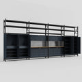 M2222 Modular Work Bench with Shelves - H3100mm x W7500mm | MDF WBT | Dark Grey
