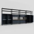 M2222 Modular Work Bench with Shelves - H3100mm x W7500mm | MDF WBT | Dark Grey