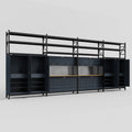 M2222 Modular Work Bench with Shelves - H3100mm x W7500mm | MDF WBT | Dark Grey
