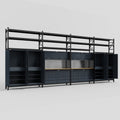 M2222 Modular Work Bench with Shelves - H3100mm x W7500mm | MDF WBT | Dark Grey