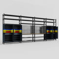 M2222 Modular Work Bench with Shelves - H3100mm x W7500mm | MDF WBT | Dark Grey
