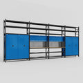 M2222 Modular Work Bench with Shelves - H3100mm x W7500mm | MDF WBT | Blue