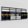 M2222 Modular Work Bench with Shelves - H3100mm x W7500mm | MDF WBT | Dark Grey