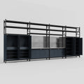 M2222 Modular Work Bench with Shelves - H3100mm x W7500mm | Stainless WBT | Dark Grey