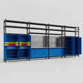 M2222 Modular Work Bench with Shelves - H3100mm x W7500mm