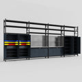 M2222 Modular Work Bench with Shelves - H3100mm x W7500mm | Stainless WBT | Dark Grey