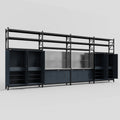 M2222 Modular Work Bench with Shelves - H3100mm x W7500mm | Stainless WBT | Dark Grey