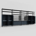M2222 Modular Work Bench with Shelves - H3100mm x W7500mm | Stainless WBT | Dark Grey