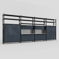 M2222 Modular Work Bench with Shelves - H3100mm x W7500mm | Stainless WBT | Dark Grey