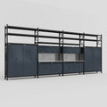 M2222 Modular Work Bench with Shelves - H3100mm x W7500mm | Stainless WBT | Dark Grey