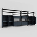 M2222 Modular Work Bench with Shelves - H3100mm x W7500mm | Stainless WBT | Dark Grey